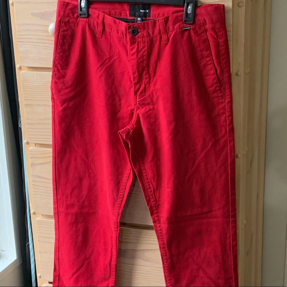 Hurley red straight-leg pants size 33